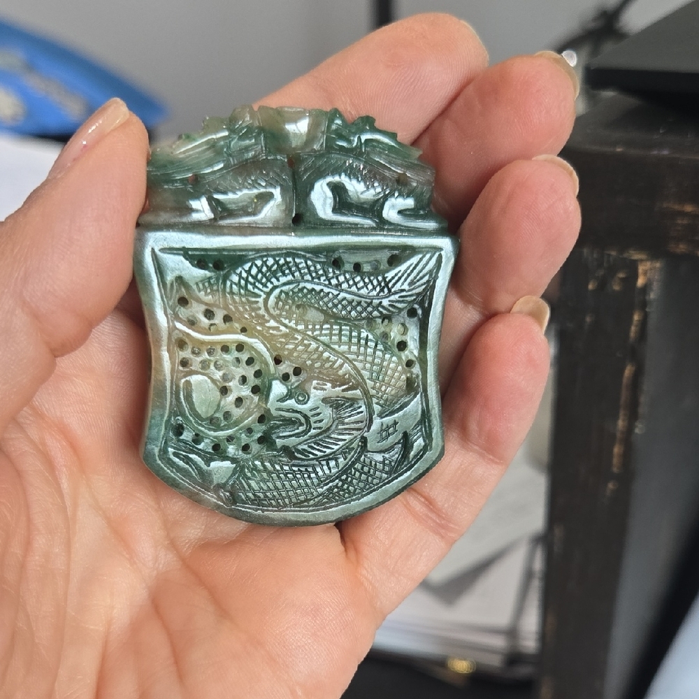 Vintage Jadeite Pendant Or Amulet